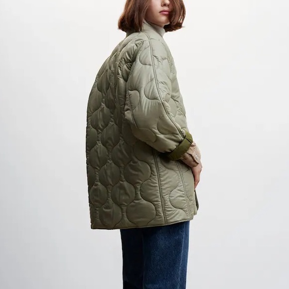Mango MNG satin quilted padded blogger favorite puffer jacket water repellent - Picture 4 of 9